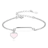 Wholesale Custom 925 Sterling Silver Bracelet Personalized Name Pink Heart Bracelet for Children Engagement Jewelry