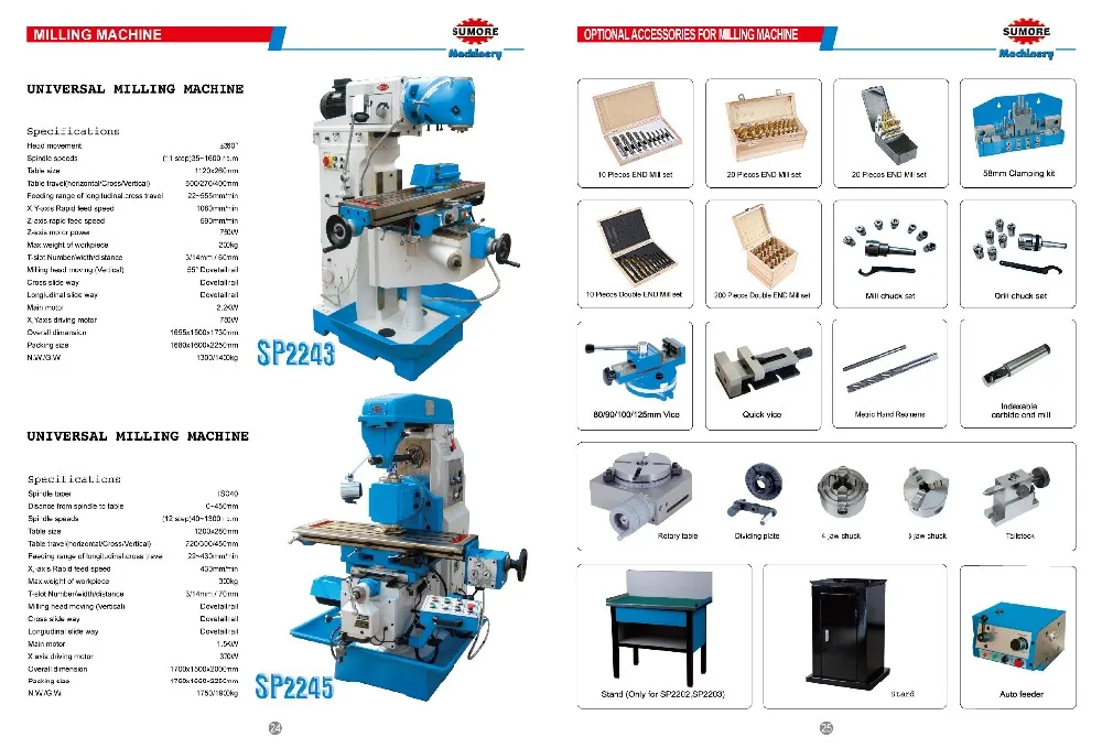 Wholesale Variable Speed Mini Milling Machine SP2243 SUMORE Manual Milling Machine for Sale