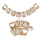 "MR & MRS + Heart" Vintage burlap jute Banner Rustic Wedding Party