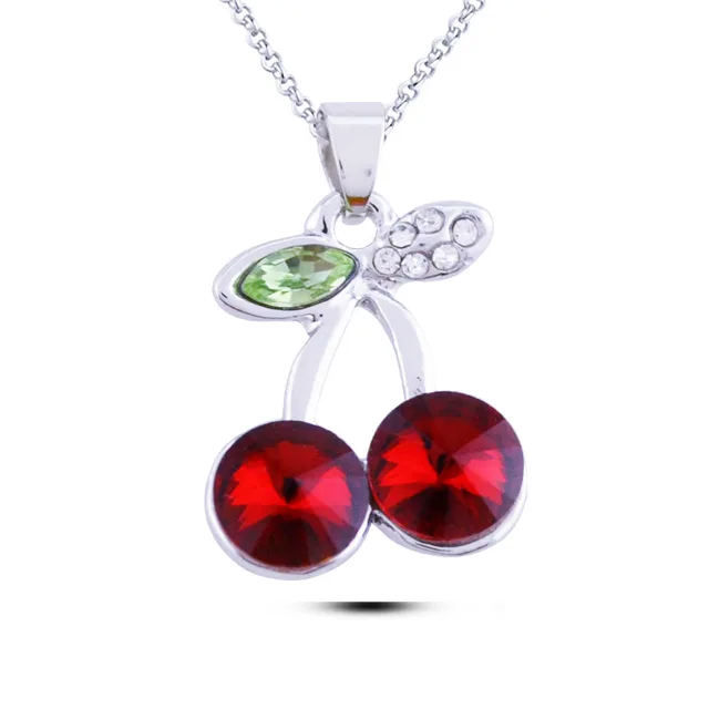 n181 luxury austrian crystal cherry necklace silver necklace