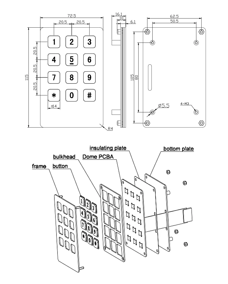 numeric keyboard usb keypad telephone call hotline emergency phone intercom system door lock access control source