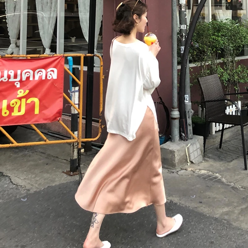 High Waist Skirt Satin Elegant Women Pink Casual A-Line Midi Long Skirts Silk Summer Women Girls Skirt, Blue, pink, flesh
High Waist Skirt Satin Elegant Women Pink Casual A-Line Midi Long Skirts Silk Summer Women Girls Skirt, Blue, pink, flesh