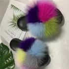 2019 Ladies Custom Fashion Fur Sandals Shoes Wholesale Luxury Outerwear Summer Real Fox Fur Slippers Women Natural