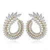 Hot sale luxury fashion women wedding jewelry 925 sterling silver needles crystal gold hoop earrings