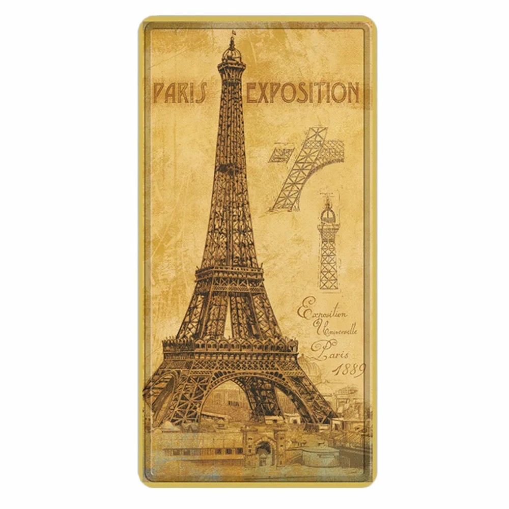 L'exposition de Paris 1889 Plaque d'immatriculation Tour Eiffel Signes D'étain Vintage Bar Décor À La Maison Art Mural En Métal