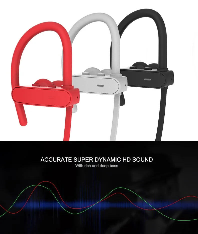 2018 Shenzhen Top sale Bluetooth 4.1 IPX7 Wireless Stereo Earphone /Earbuds/ Headset /Headphone for sports RU10 - ANKUX.COM