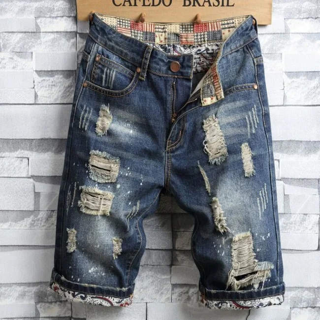 Fashion Mens Ripped Short Jeans Brand Clothing Summer FIVE Shorts Breathable Tearing Denim Hole Shorts Male
Fashion Mens Ripped Short Jeans Brand Clothing Summer FIVE Shorts Breathable Tearing Denim Hole Shorts Male