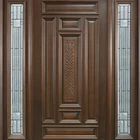 American Exterior House Carved Solid Wooden and Glass Entry Doors With Side Lite