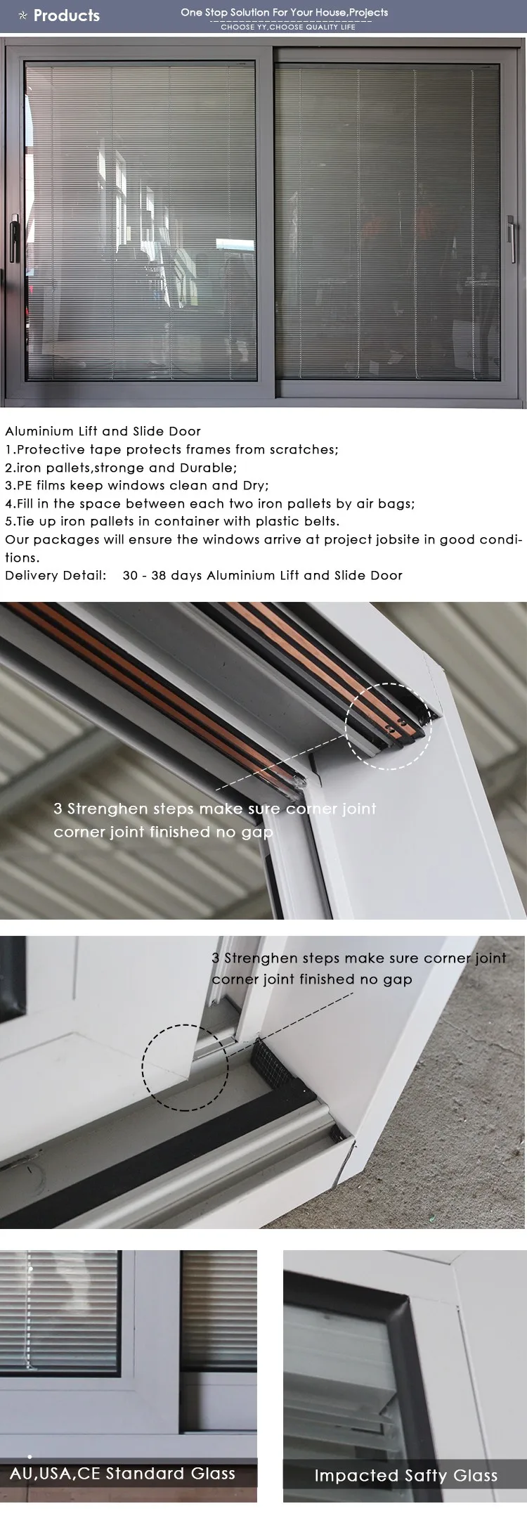 New design N6 window rating aluminum frames fixed window with grill