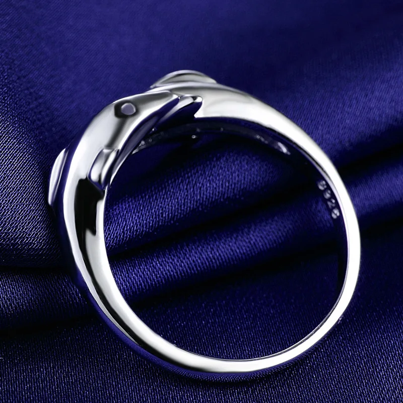 double dolphins 925 sterling silver rings women,high quality luxury wedding and birthday gift for girlfriend