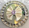 PZ00870 cheap wholesale pearl mirror clear beaded glass charger plate