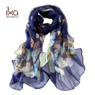 Georgette Thin Women Flower Printed Elegant Silk Hijab Muslim