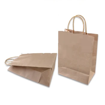 shopping/gift/bakery cheap small flat handle kraft paper bag