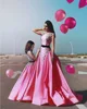 Latest Satin Pink Embroidery Sleeveless Imperial Wedding Dress Ball Gown Bridal