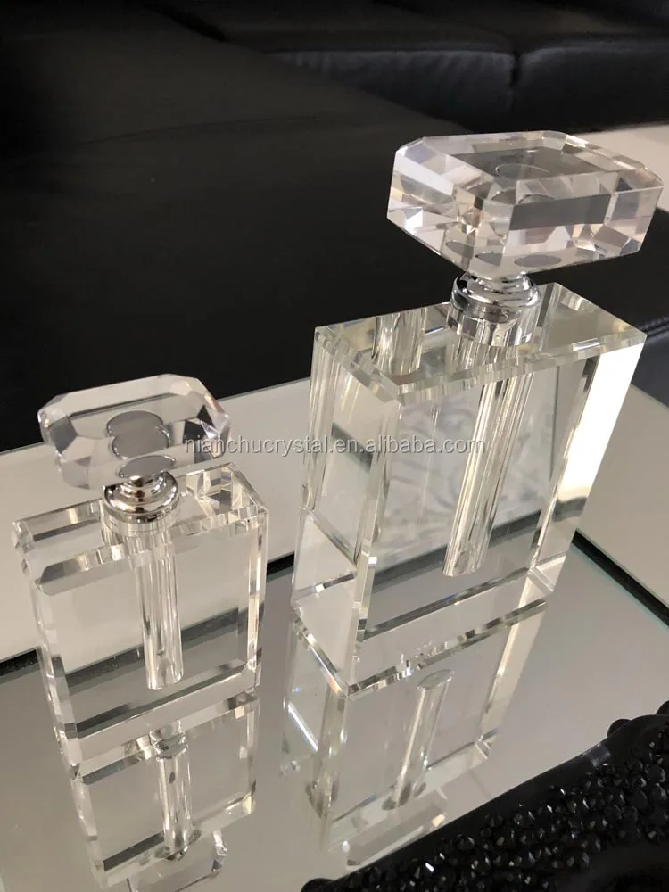 end clear 5ml 20ml double beveled square crystal perfume bottle
