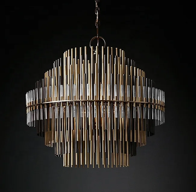 American Vintage Chandelier Graduated Metal And Acrylic Rods Hanging Lighting Glass Stickers Emile Round Chandelier 24" CZ2502, Matt black & plating gold & plating chrome
American Vintage Chandelier Graduated Metal And Acrylic Rods Hanging Lighting Glass Stickers Emile Round Chandelier 24" CZ2502, Matt black & plating gold & plating chrome