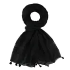 Top Sale knitted shawl voile polyester scarf with tassels for ladies