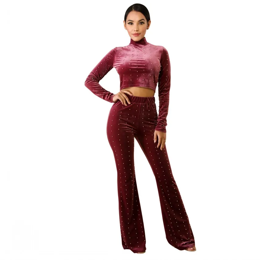 Winter Velvet Women Tracksuit 2 Piece Set Long Sleeve Pearl Crop Top + Pant Set Casual Outfits Ladies Suits Y10173
Winter Velvet Women Tracksuit 2 Piece Set Long Sleeve Pearl Crop Top + Pant Set Casual Outfits Ladies Suits Y10173