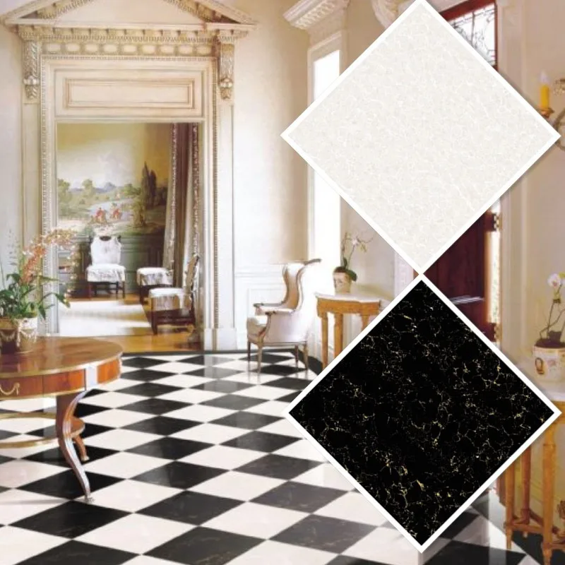 Granito baldosas de porcelanato pulido baldosas negras y blanco