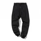 Royal wolf denim sports running joggers black wash elastic ankle drop crotch mens jogging training pants