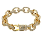 New Trend Cubic Zirconia Gold Plated Copper Alloy Jewelry Linking Chain Bracelet