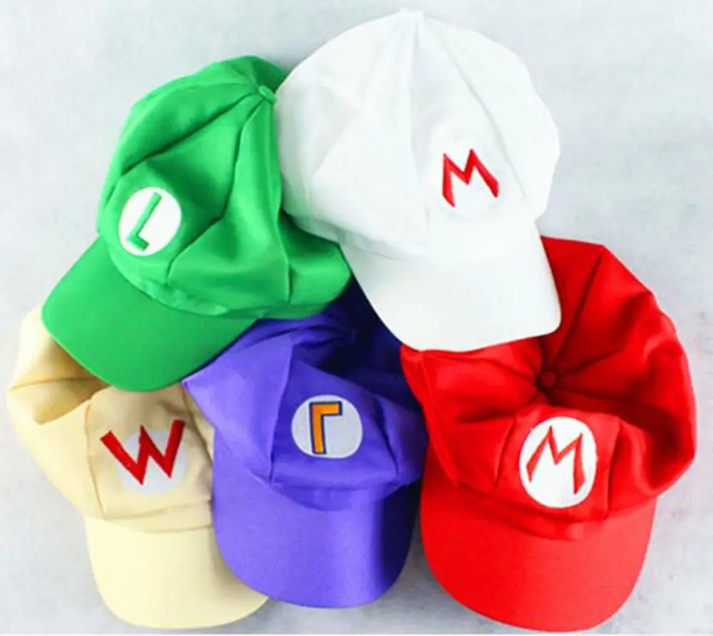 Super Mario Bros sombrero Luigi gorra Cosplay tela sombrero de béisbol 5 envío gratis AB1045