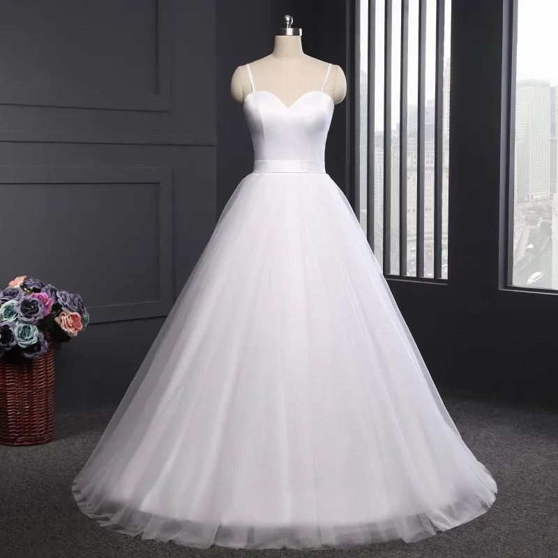 Plus size Wedding Dress Bridal Gown Spaghetti Strap Puffy Satin wedding dress, Off white;pure white
Plus size Wedding Dress Bridal Gown Spaghetti Strap Puffy Satin wedding dress, Off white;pure white