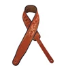 High-end Brown embroidered guitar strap genuine leather