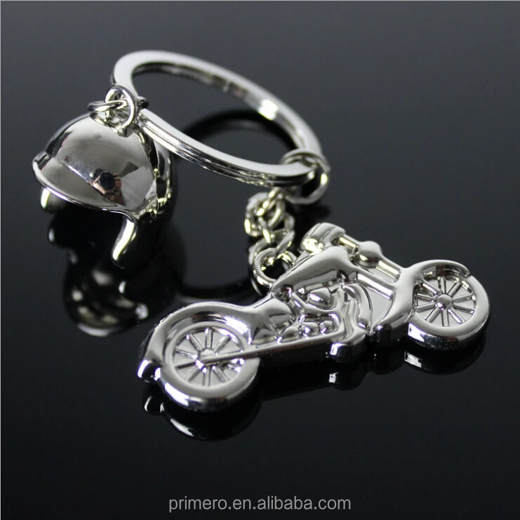 Haute qualité personnalisé mode créative en métal argenté porte-clés moto moto cool forme casques porte-clés
