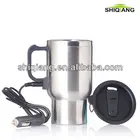 16oz 450ml 12V double wall stainless steel electric heated travel mug auto mugs car mugs