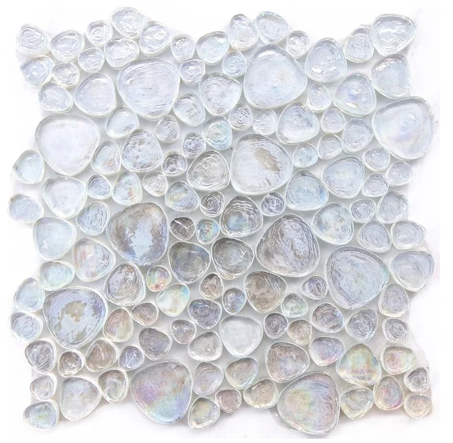 Iridescent Pebble Shell Mosaic Tile,Ice White Shell Mosaic Tile