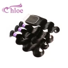 Body Wave virgin remy hair bundles with lace closure transparent lace 4x4 brazilian hair closure
