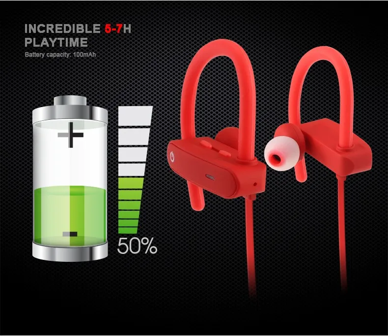 2018 Shenzhen Top sale Bluetooth 4.1 IPX7 Wireless Stereo Earphone /Earbuds/ Headset /Headphone for sports RU10 - ANKUX.COM