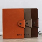 2020 new Logo Customized A5 hard cover spiral bind pu leather Cuaderno Notebook CH801