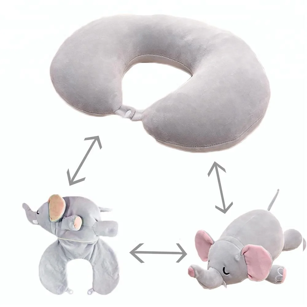 cute elephant soft plush stuffed toy doll convertible u shaped