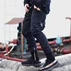 Wholesale 100% Polyester Blank Black Multi Pockets Mens Casual Tapered Jogging Sweat Pants