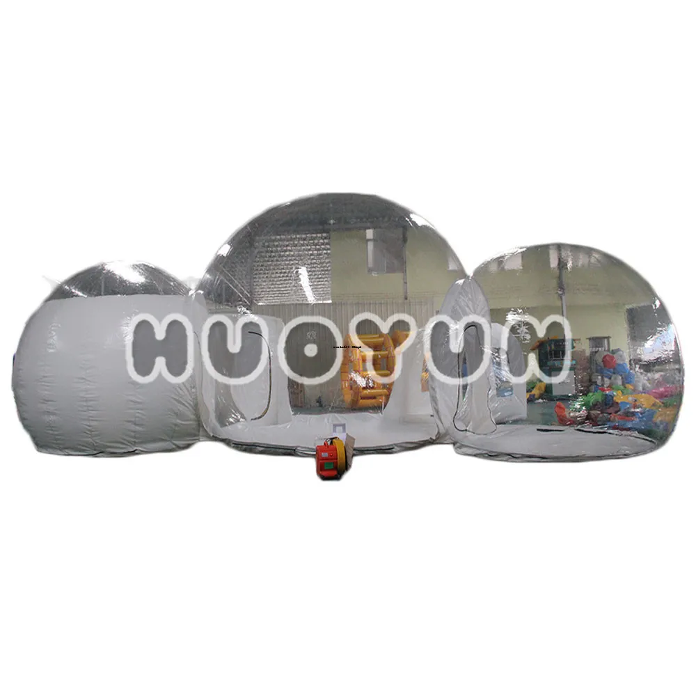 Hot Sale Fashionable Customized Outdoor Three Dome Conjoined Inflatable Tents for Camping or Party with Good Price