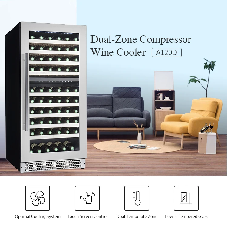 hot sale built-in dual zone 112 bottles storage wine cooler