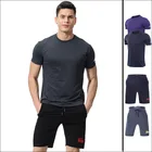 Factory direct sale of new fitness clothes running two-piece set of men stretch fast dry clothes training training sets