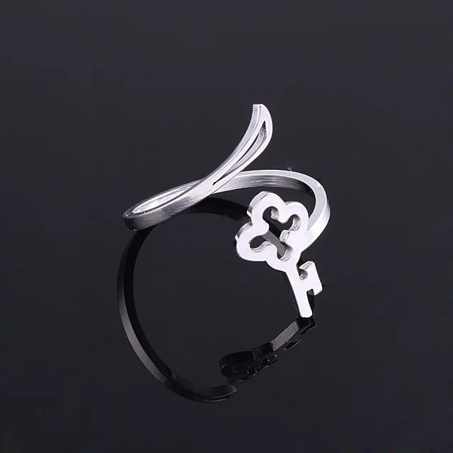 hot fashion charm key shape stainless steel rings jewelry gift