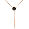 Marlary Fashion Necklaces Rose Gold Tone Black Circle Tassels Charm Pendant Choker For Womens