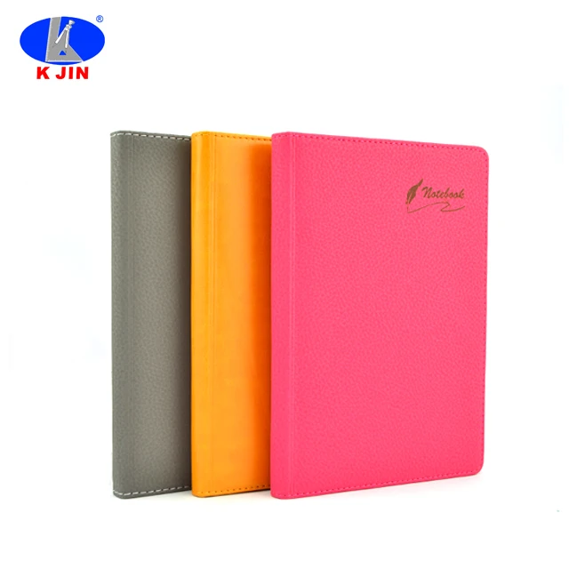 embossing pu leather a5 notebook with silk ribbon for business