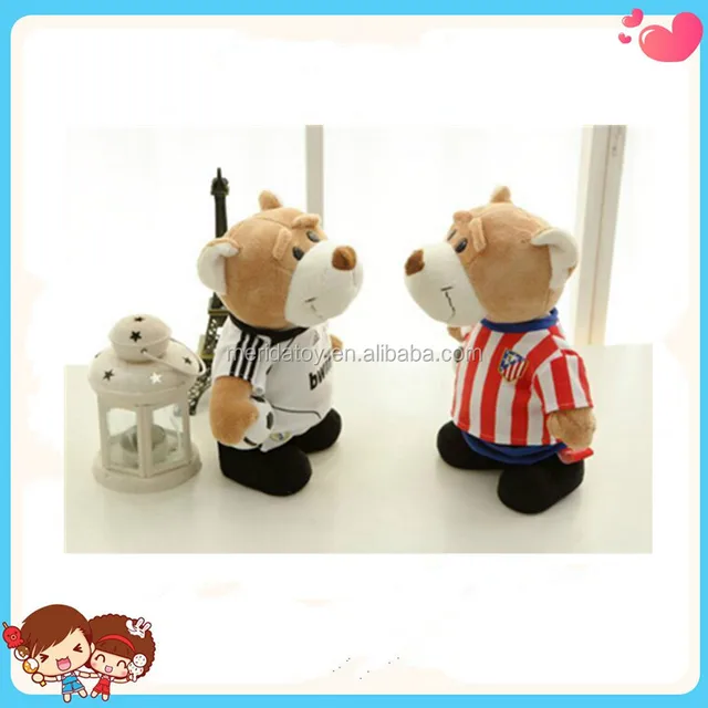electronic plush football teddy bear for kids walking bear toy