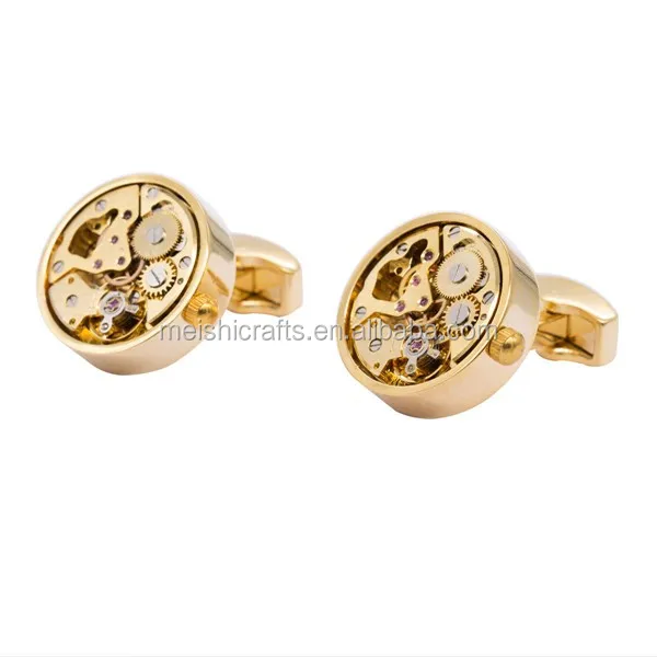 steampunk gear watch cuff link cufflinks gold stainless steel