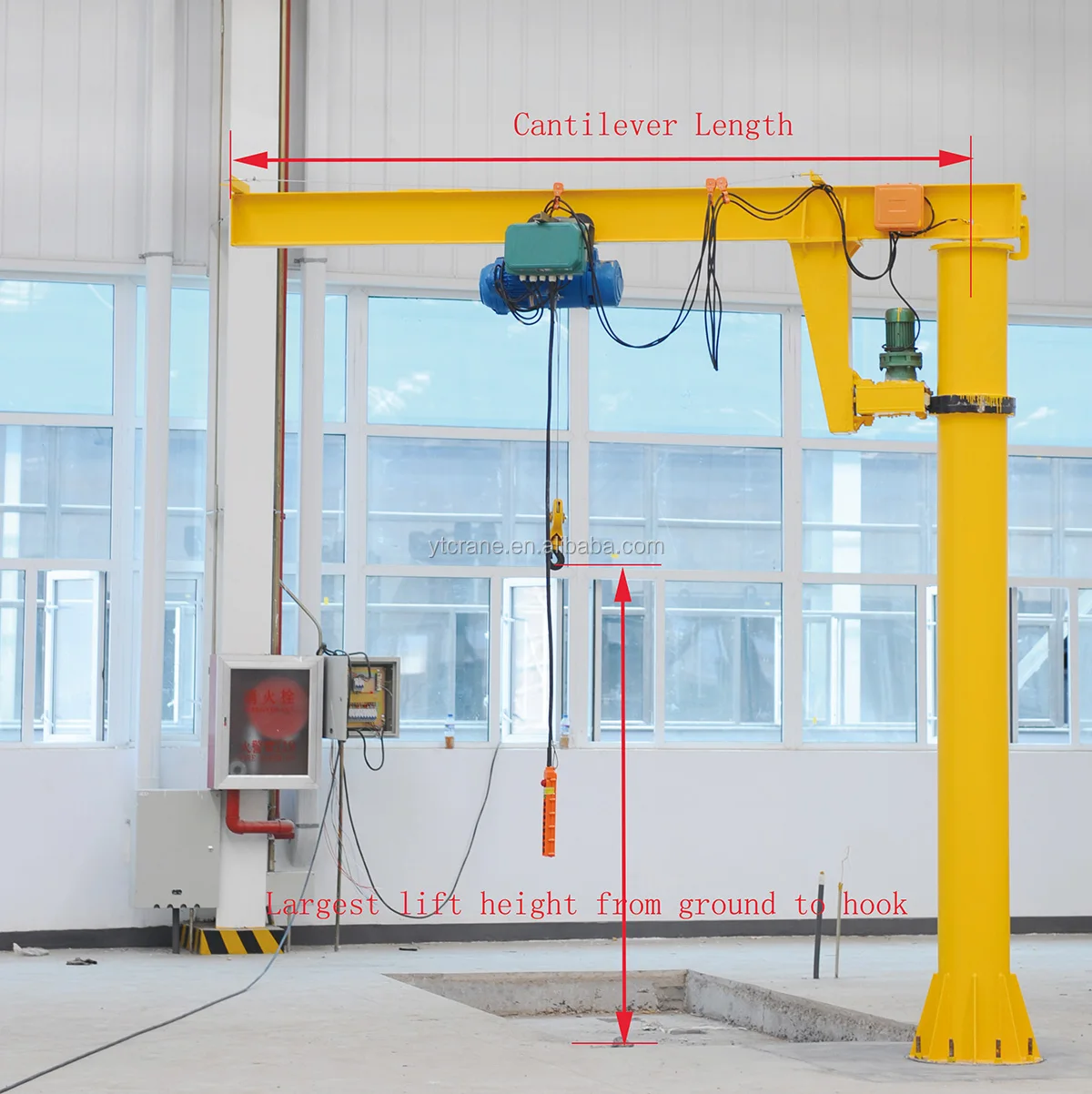 China workshop 500kg 1 1.5 2 3 5 10 ton electric fixed pillar mounted jib crane and design calculation with good price for sale