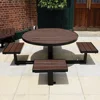 4 Seater round outdoor garden wooden picnic table amd benches