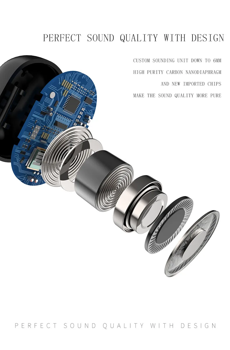 2019 waterproof earphone headphone earbuds tws 5.0 bluetooth earphone earbuds for all phone - ANKUX.COM