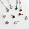 Delicate Healing Gemstone Pendant Natural Stone Round Charm Pendant in Sterling Silver