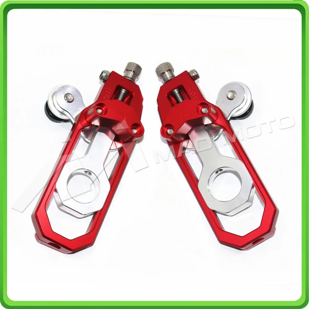 Motorcycle Chain Tensioner Adjuster with bobbins kit for Yamaha R1 YZF-R1 2007 2008 2009 2010 2011 2012 2013 2014 Red&Silver (4)
