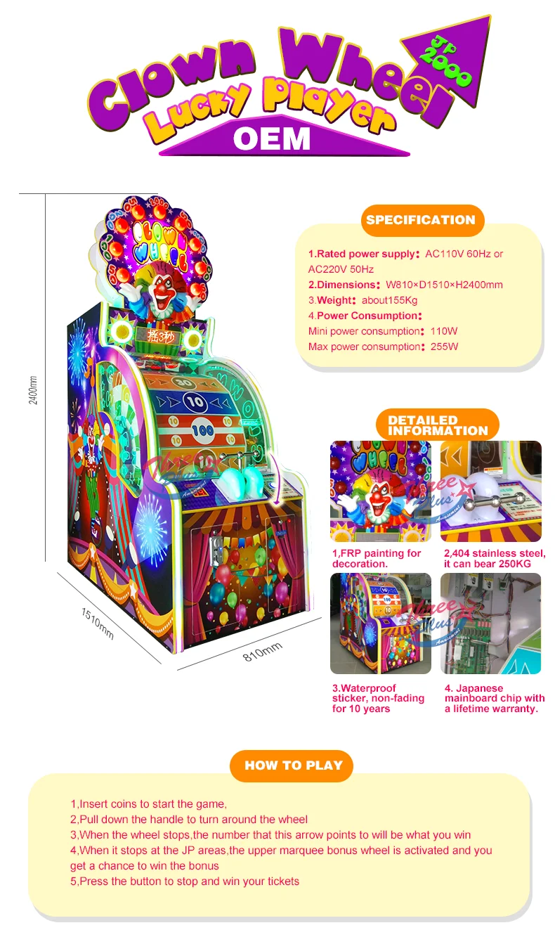 Threeplus Tragamonedas Redemption Tickets Arcade Game Machine Redemption Games Wheel of Fortune Game Machine for Sale